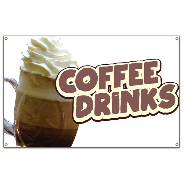 Coffee Drinks Banner Concession Stand Food Truck Single Sided